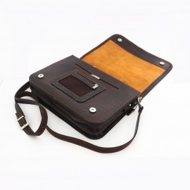 کیف چرم طبیعی اداری دستی و دوشی مدل آرمان قهوه‌ای