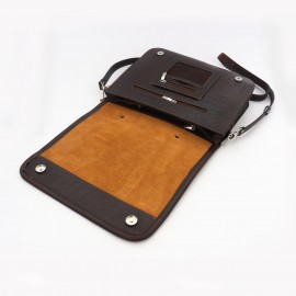 کیف چرم طبیعی اداری دستی و دوشی مدل آرمان قهوه‌ای