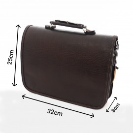 کیف چرم طبیعی اداری دستی و دوشی مدل آرمان قهوه‌ای