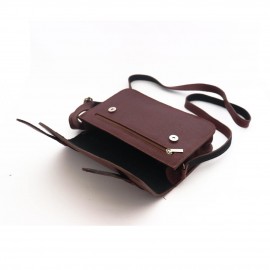 کیف چرم طبیعی زنانه دوشی زرشکی