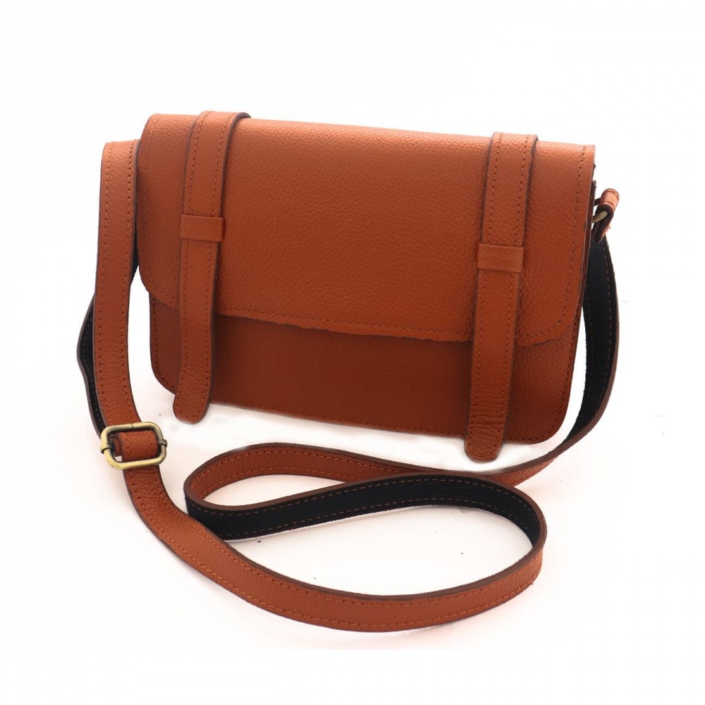 کیف چرم طبیعی زنانه دوشی عسلی