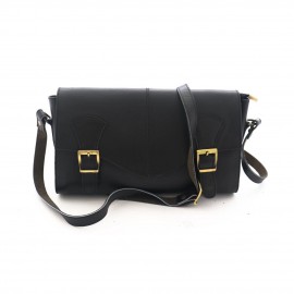 کیف چرم طبیعی زنانه دوشی سگکی مشکی