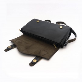 کیف چرم طبیعی زنانه دوشی سگکی مشکی