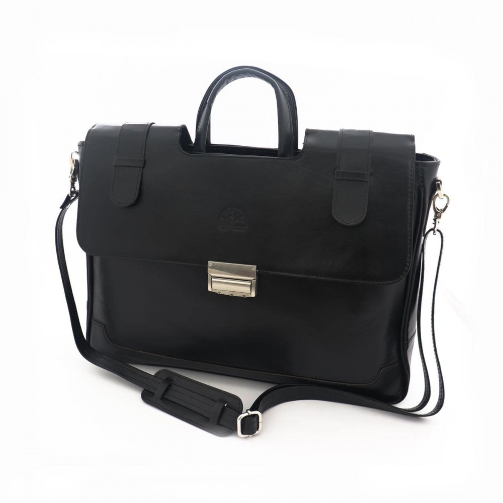 کیف چرم طبیعی اداری دستی و دوشی مدل آرتا مشکی