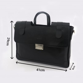 کیف چرم طبیعی اداری دستی و دوشی مدل آرتا مشکی