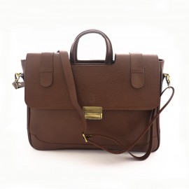 کیف چرم طبیعی اداری دستی و دوشی مدل آرتا قهوه‌ای
