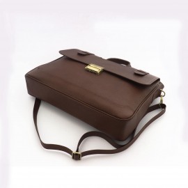 کیف چرم طبیعی اداری دستی و دوشی مدل آرتا قهوه‌ای