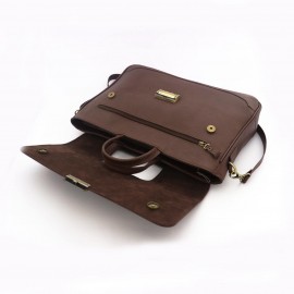 کیف چرم طبیعی اداری دستی و دوشی مدل آرتا قهوه‌ای