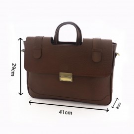 کیف چرم طبیعی اداری دستی و دوشی مدل آرتا قهوه‌ای