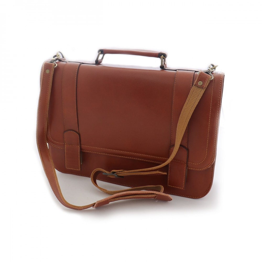 کیف چرم طبیعی اداری دستی و دوشی مدل آرسین عسلی arsin