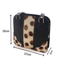 کیف چرم طبیعی زنانه دستی و دوشی پوستی مدل تارا مشکی tara