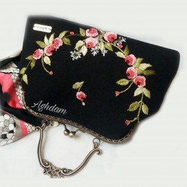 کیف دستدوز زنانه مجلسی دستی و دوشی مدل پردیس مشکی pardis