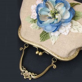 کیف دستدوز زنانه مجلسی دستی و دوشی مدل دل آرا کرمی delara