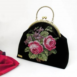 کیف دستدوز زنانه مجلسی دستی و دوشی مدل دل آرام مشکی delaram