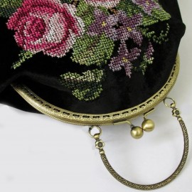 کیف دستدوز زنانه مجلسی دستی و دوشی مدل دل آرام مشکی delaram