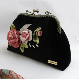 کیف دستدوز زنانه مجلسی دستی و دوشی مدل بیتا مشکی bita