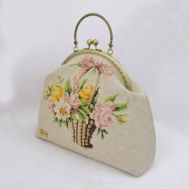 کیف دستدوز زنانه مجلسی دستی و دوشی مدل توران کرمی toran