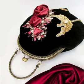 کیف دستدوز زنانه مجلسی دستی و دوشی مدل زرگیس مشکی zargis