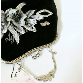 کیف دستدوز زنانه مجلسی دستی و دوشی مدل آلیس مشکی alis