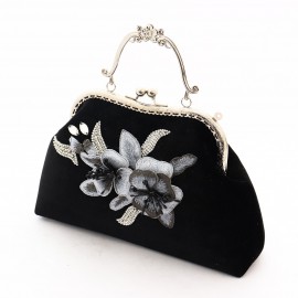 کیف دستدوز زنانه مجلسی دستی و دوشی مدل آلیس مشکی alis