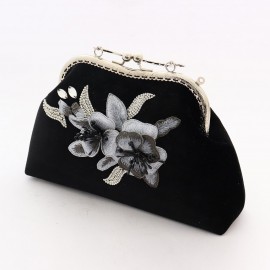 کیف دستدوز زنانه مجلسی دستی و دوشی مدل آلیس مشکی alis