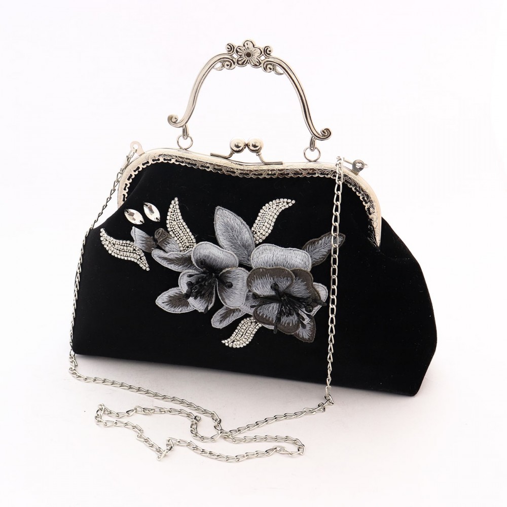 کیف دستدوز زنانه مجلسی دستی و دوشی مدل آلیس مشکی alis