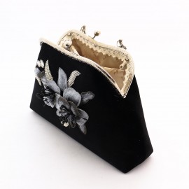 کیف دستدوز زنانه مجلسی دستی و دوشی مدل آلیس مشکی alis