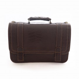 کیف چرم طبیعی اداری دستی و دوشی مدل پرهان قهوه‌ای parhan