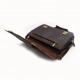 کیف چرم طبیعی اداری دستی و دوشی مدل پرهان قهوه‌ای parhan