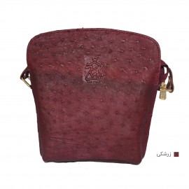 کیف چرم طبیعی زنانه دوشی شتر مرغی مدل السا زرشکی elsa