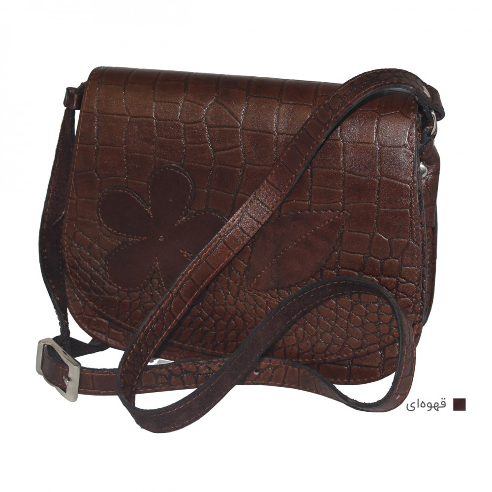 کیف چرم طبیعی زنانه دوشی مدل رسا قهوه‌ای rasa