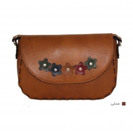 کیف چرم طبیعی زنانه دوشی مدل ویدا عسلی vida