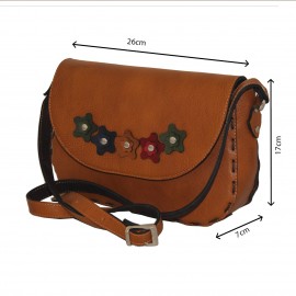 کیف چرم طبیعی زنانه دوشی مدل ویدا عسلی vida