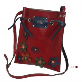 کیف چرم طبیعی زنانه دوشی مدل شکوفه قرمز shokofeh
