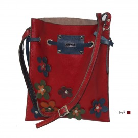 کیف چرم طبیعی زنانه دوشی مدل شکوفه قرمز shokofeh