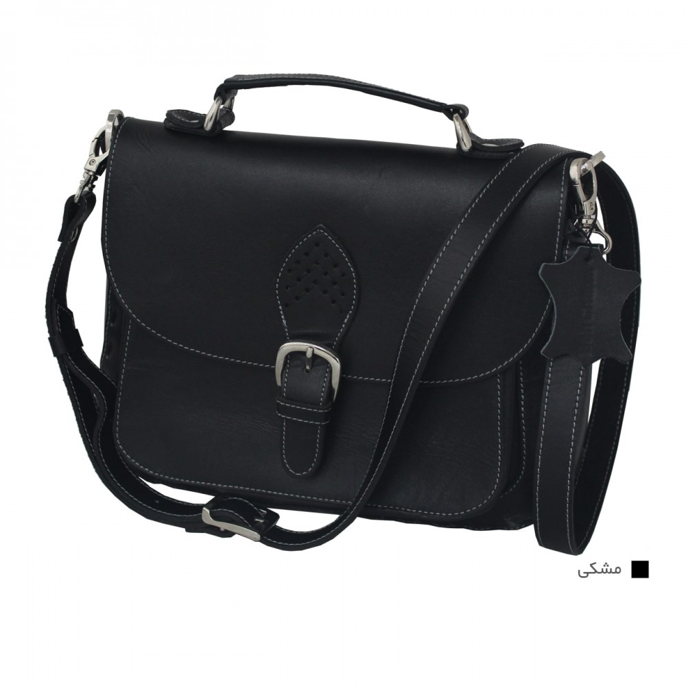 کیف چرم طبیعی زنانه دستی و دوشی مدل یاس مشکی yas
