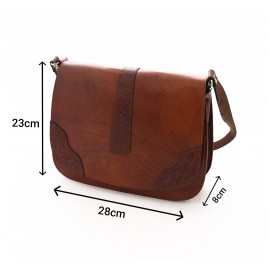 کیف چرم طبیعی زنانه دوشی مدل شرمین عسلی sharmin