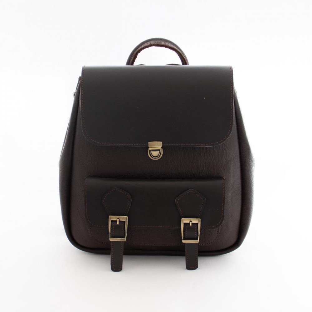 کوله پشتی چرم طبیعی مدل درسا قهوه‌ای