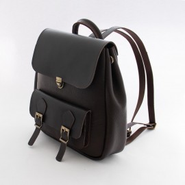 کوله پشتی چرم طبیعی مدل درسا قهوه‌ای