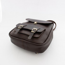 کوله پشتی چرم طبیعی مدل درسا قهوه‌ای