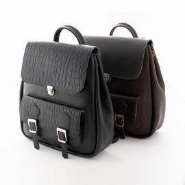 کوله پشتی چرم طبیعی مدل درسا قهوه‌ای