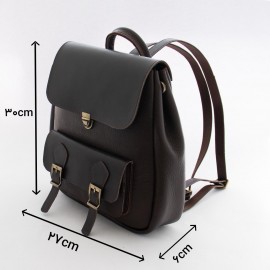 کوله پشتی چرم طبیعی مدل درسا قهوه‌ای