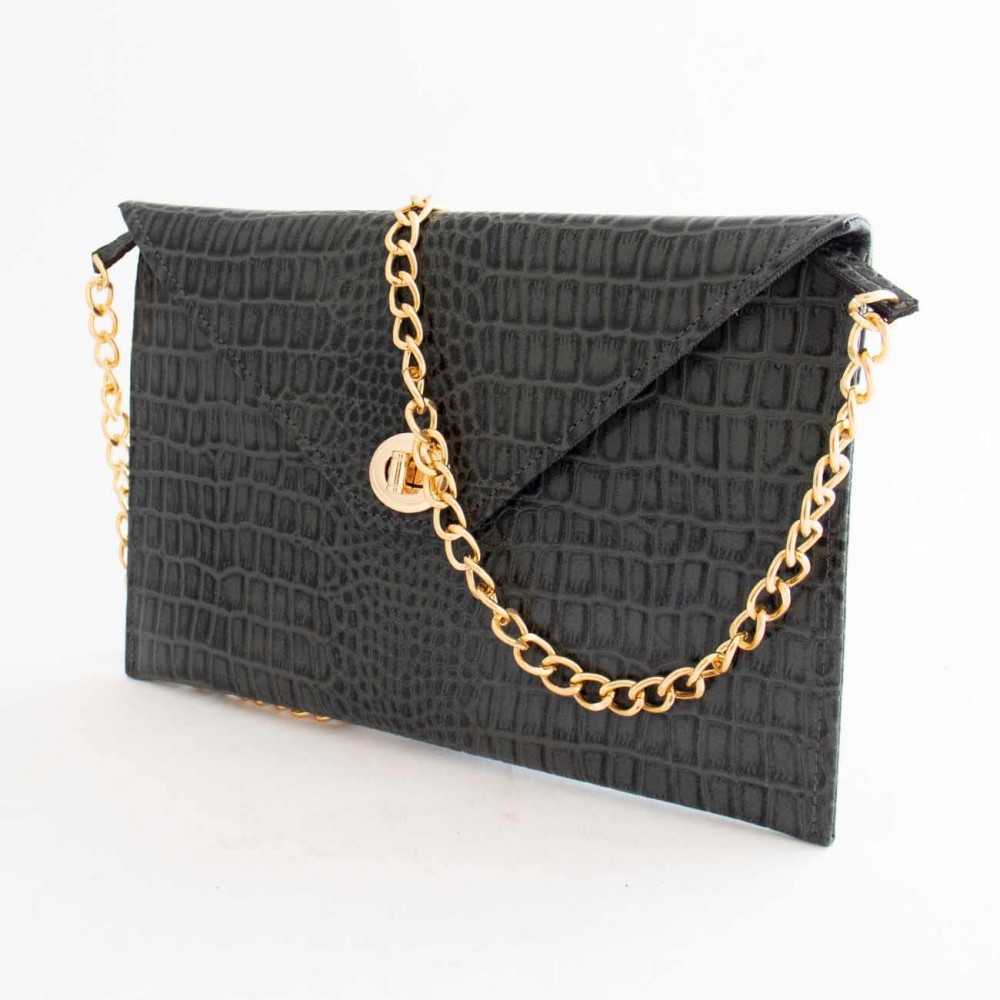 کیف چرم طبیعی زنانه دوشی مدل A10 طوسی طرح کرکودیل 