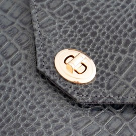 کیف چرم طبیعی زنانه دوشی مدل A10 طوسی طرح کرکودیل 