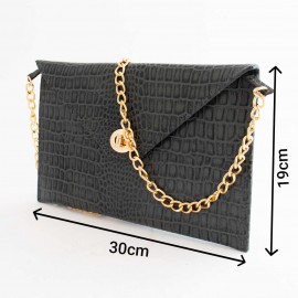 کیف چرم طبیعی زنانه دوشی مدل A10 طوسی طرح کرکودیل 