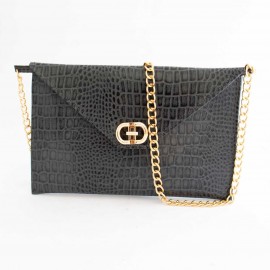 کیف چرم طبیعی زنانه دوشی مدل A10 طوسی طرح کرکودیل 