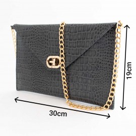 کیف چرم طبیعی زنانه دوشی مدل A10 طوسی طرح کرکودیل 