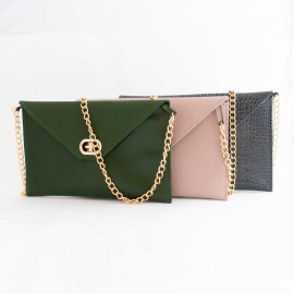 کیف چرم طبیعی زنانه دوشی مدل A10 سبز طرح کرکودیل 