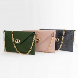 کیف چرم طبیعی زنانه دوشی مدل A10 سبز طرح کرکودیل 