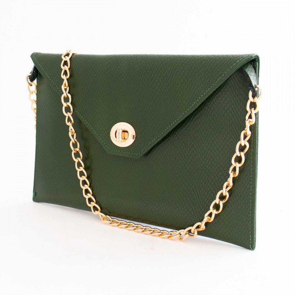 کیف چرم طبیعی زنانه دوشی مدل A10 سبز طرح کرکودیل 